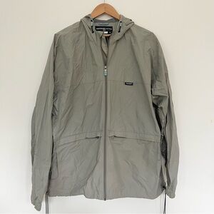 Vintage Abercrombie & Fitch Men's Gray Windbreaker Nylon Utility Jacket w Hood L